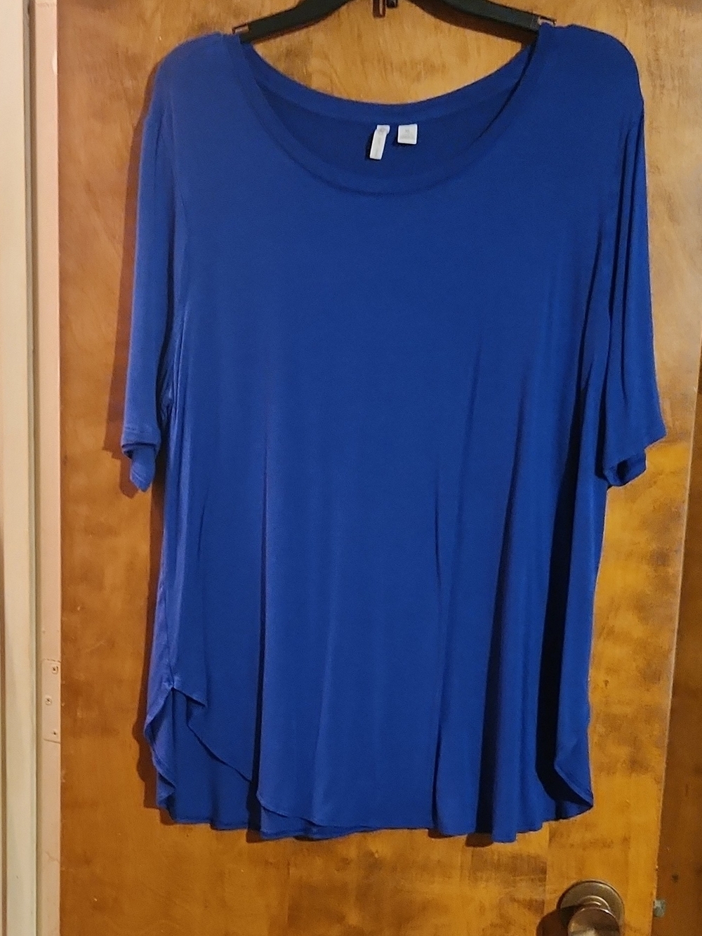 Cato Royal Blue Short-Sleeve Draped Tunic